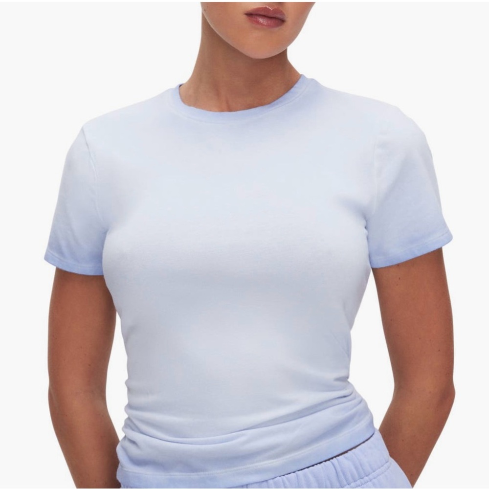 Good American Light Blue Short Sleeve Tee